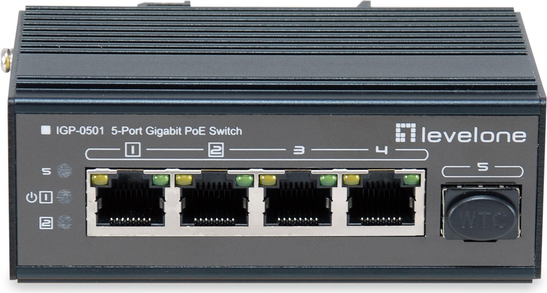 Levelone 5-Port Gigabit Industrial Switch - DiN-Schiene - -30°c To 65°c - Gigabit Ethernet (10/100/1000) - Vollduplex - Power Over Ethernet (poe) - W
