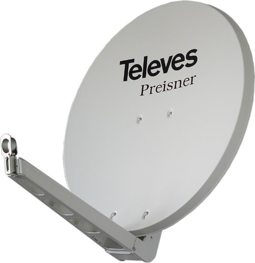 Televes S75qsD-W. Input FrequenZ-Range: 10,7 - 12,75 Ghz, Verstärkung Dbi (bei Antennenkabel): 38,5 Dbi. Durchmesser: 75 Cm, Breite: 750 Mm, Tiefe: 1