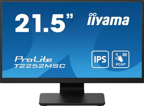 Iiyama Prolite T2252msC-B2, 54,6cm (21.5"), Full Hd, Usb, Kit (usb), Schwarz Touchmonitor (16:9), 54,6 Cm (21.5"), Kapazitiv, Multi Touch, Auflösung: