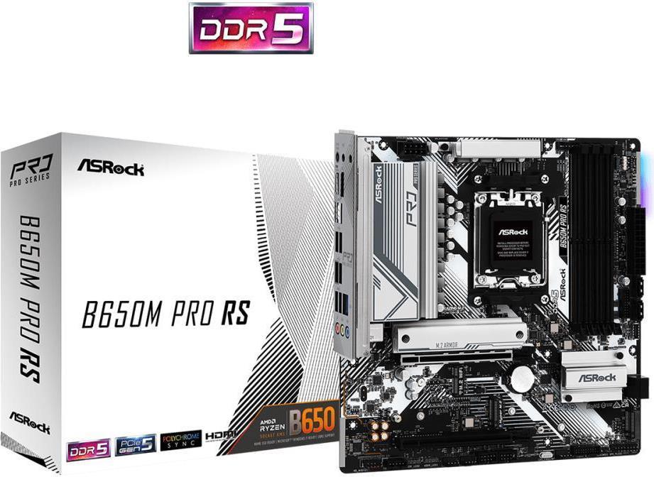 Asrock B650m Pro Rs - Motherboard - Micro Atx - Socket Am5 - Amd B650 Chipsatz - Usb 3,2 Gen 1, Usb 3,2 Gen 2, UsB-C 3,2 Gen2, UsB-C 3,2 Gen 1 - 2,5