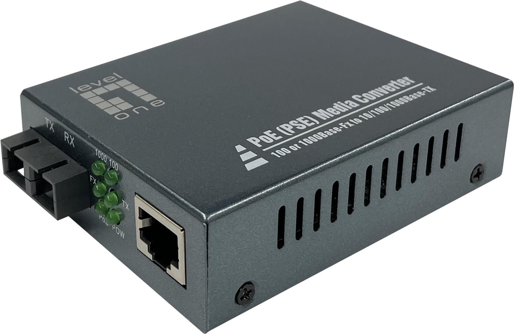 Levelone Gigabit Rj45 Zu Sc Mediakonverter - Poe Pse - SinglE-Mode Glasfaser - 20km - 1000 Mbit/s - Ieee 802.3 - Ieee 802.3ab - Ieee 802.3af - Ieee 8