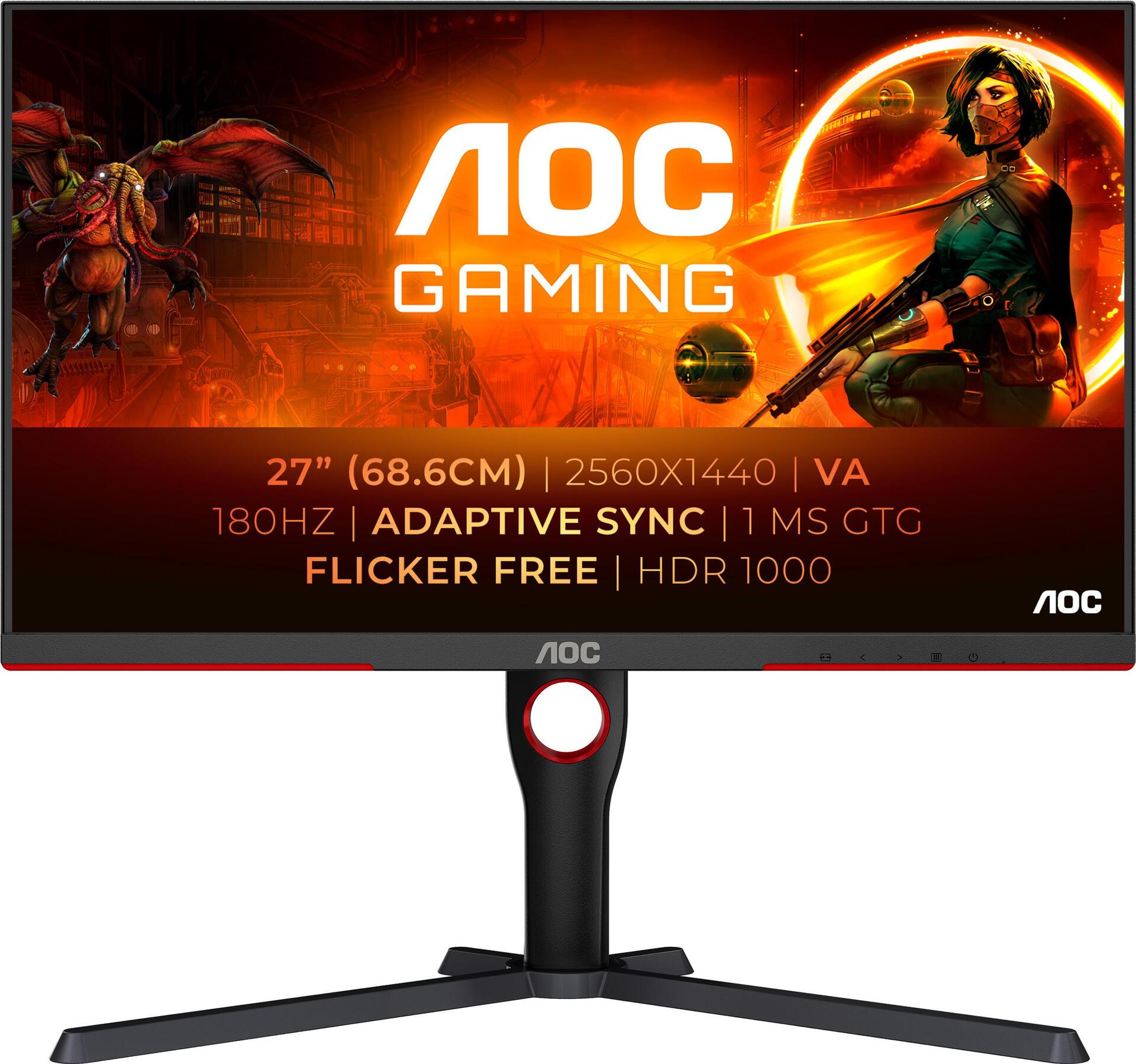 Aoc G3 Q27g3xmn. Bildschirmdiagonale: 68,6 Cm (27"), DisplaY-Auflösung: 2560 X 1440 Pixel, HD-Typ: 2k Ultra Hd, Bildschirmtechnologie: Led, Reaktions