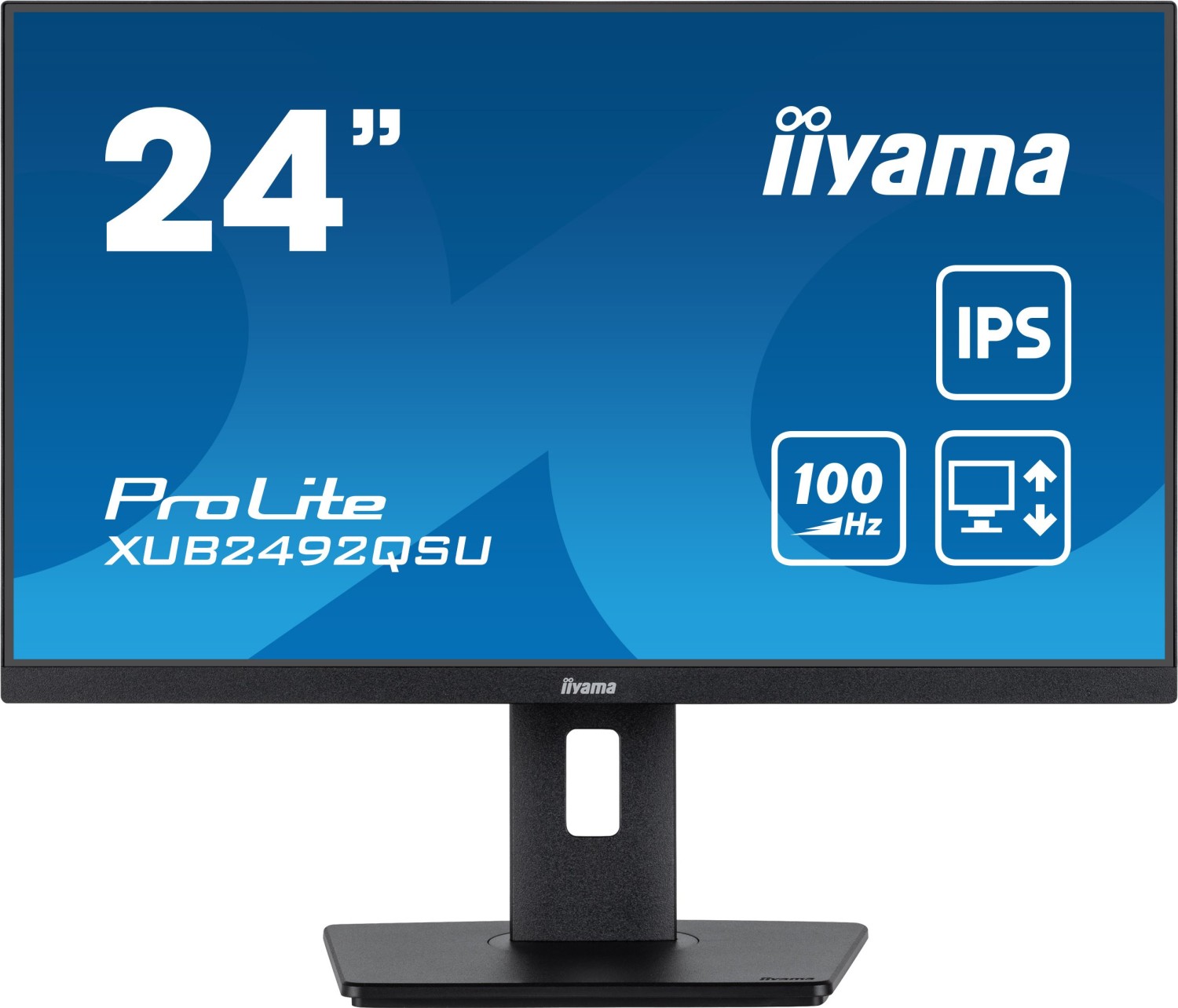Iiyama Prolite Xub2492qsU-B1 - LeD-Monitor - 61 Cm (24") (23.8" Sichtbar) - 2560 X 1440 Wqhd @ 100 Hz - Ips - 300 Cd/m² - 1000:1 - 0.5 Ms - Hdmi, Dis