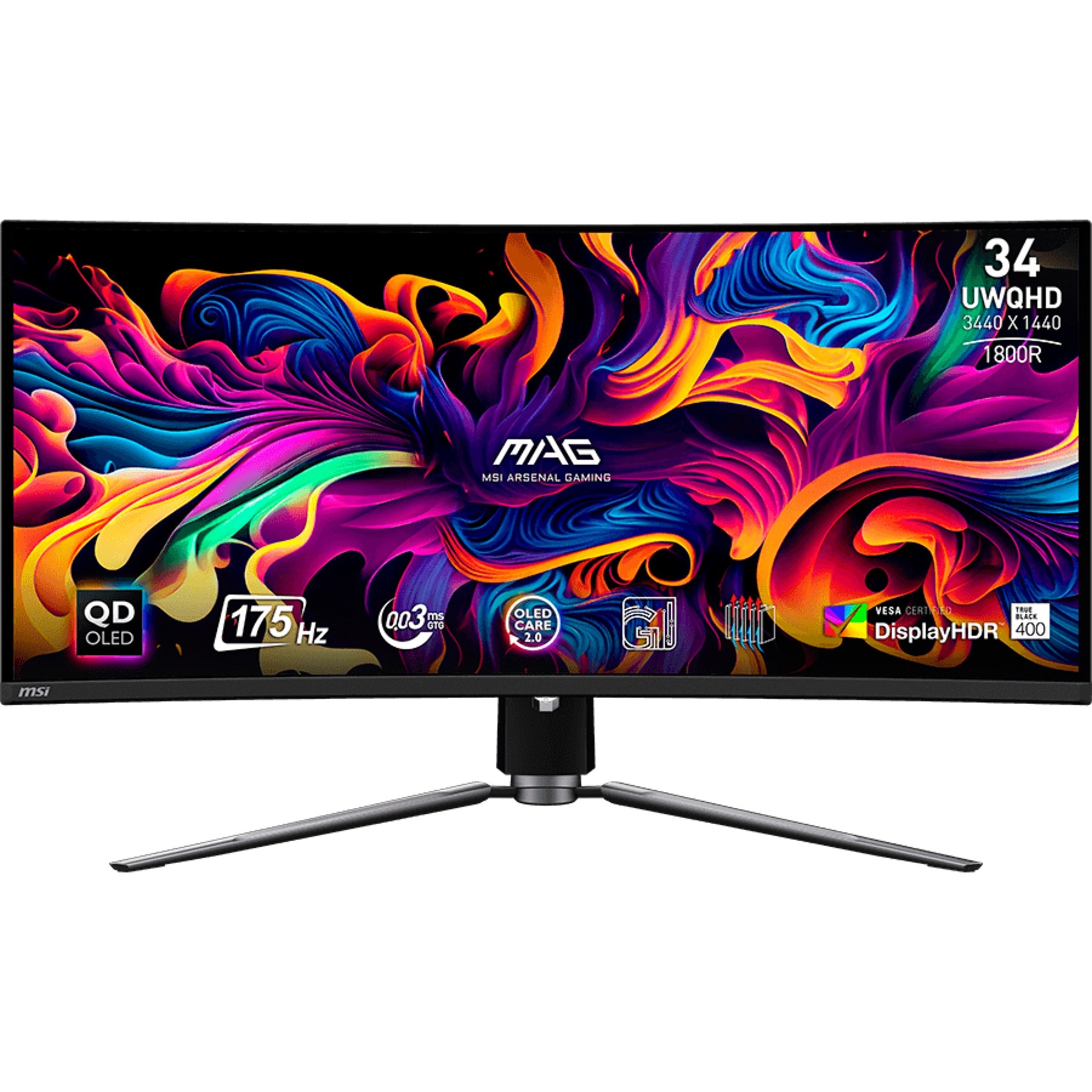 Msi Mag 341cqpde QD-Oled, GaminG-Monitor - 86.8 Cm (34.2" ), Schwarz, Uwqhd, QD-Oled, Curved, AdaptivE-Sync, Hdr, 175hz Panel - 1. Generation [energi