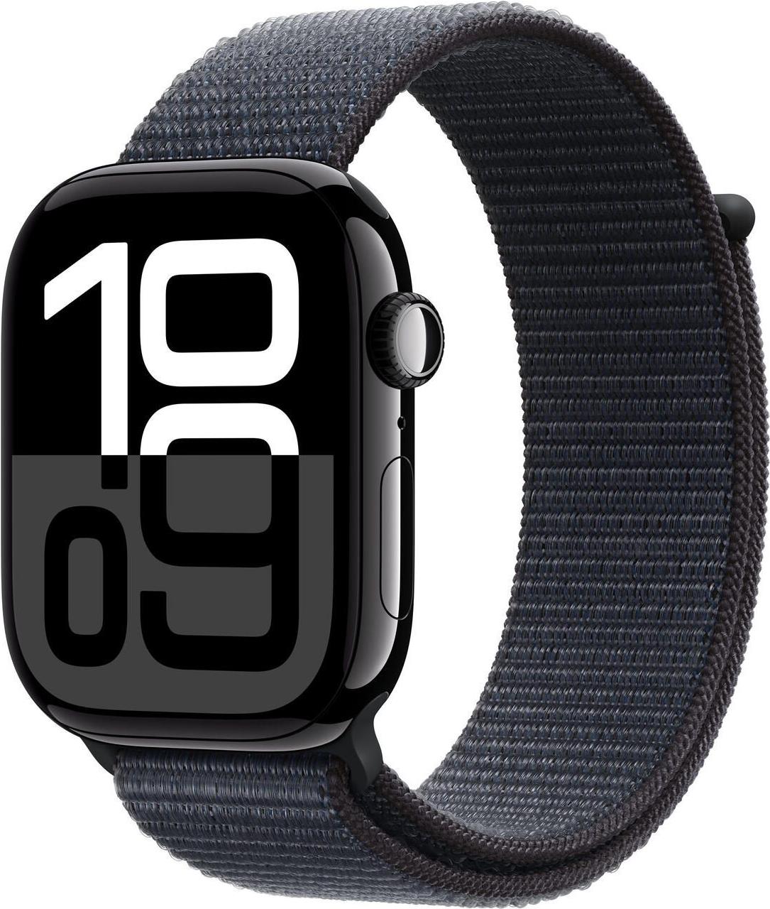 Apple Watch Series 10 Gps 46mm Jet Black Aluminium Case Mit Ink Sport Loop (mwwr3qf/a)