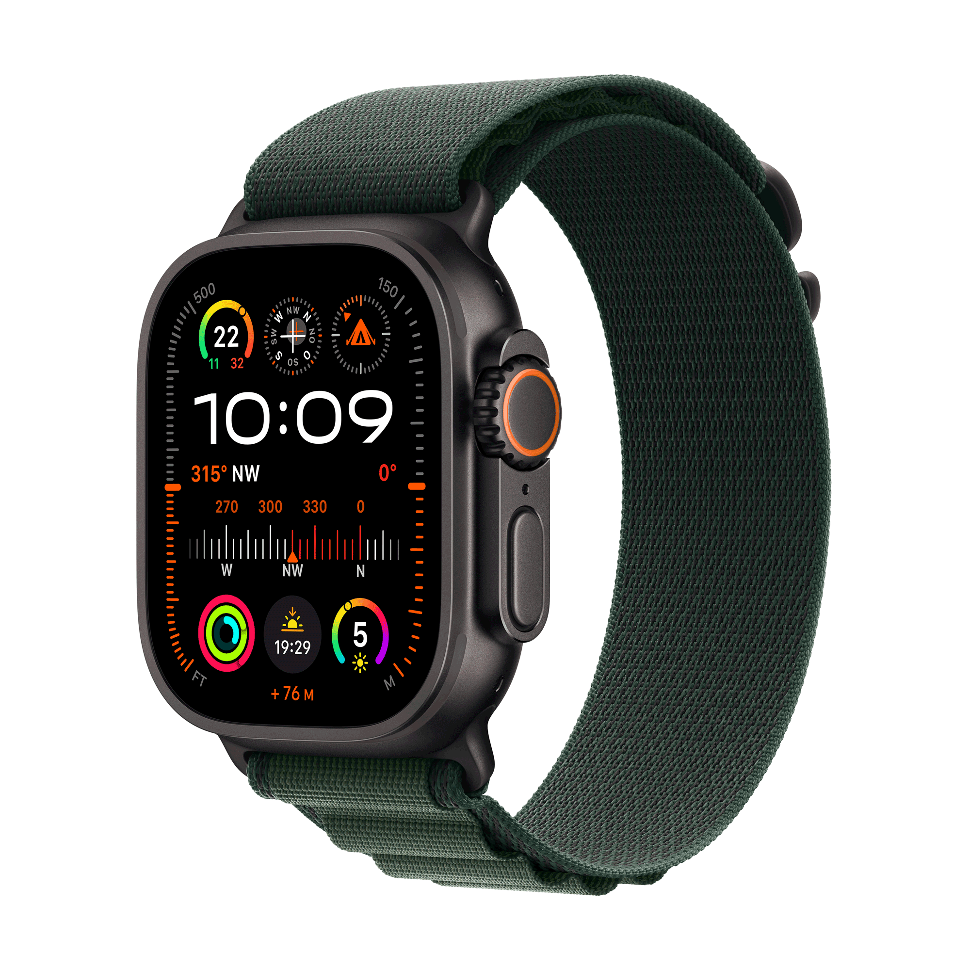 Apple Watch Ultra 2 Gps + Cellular 49mm Black Titanium Case Mit Dark Green Alpine Band - Large (mx4t3fd/a)
