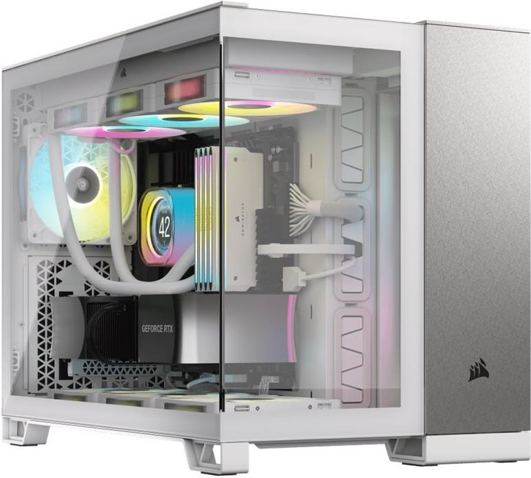 Corsair 2500x - Mid Tower - Micro Atx - Seitenteil Mit Fenster (gehärtetes Glas) - Keine Spannungsversorgung (atx) - Satin Gray Aluminum, Weiß - Usb/