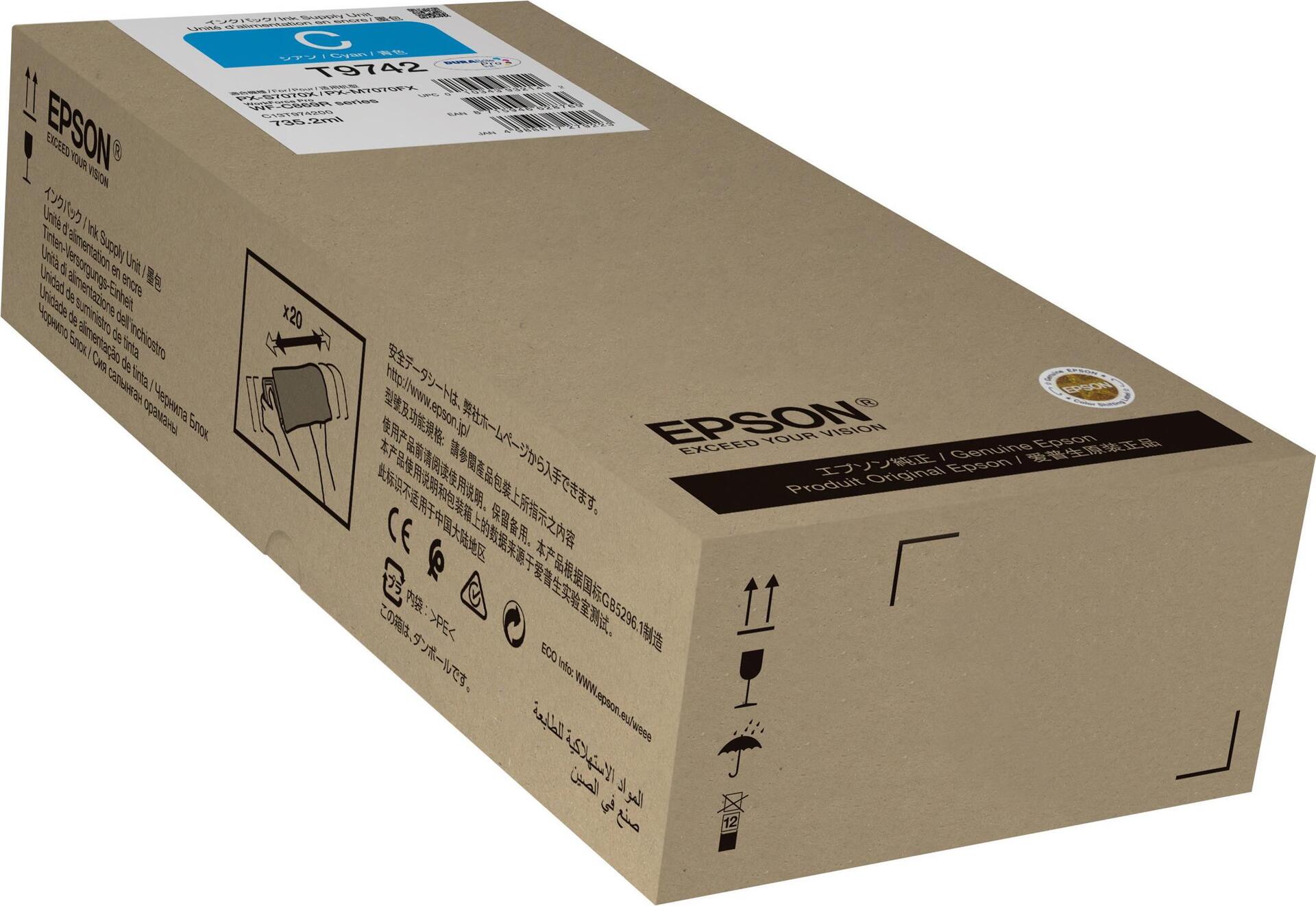Epson T9742 - Größe Xxl - Cyan - Original - TinteN-Packung - Für Workforce Pro WF-C869r (c13t97420n)