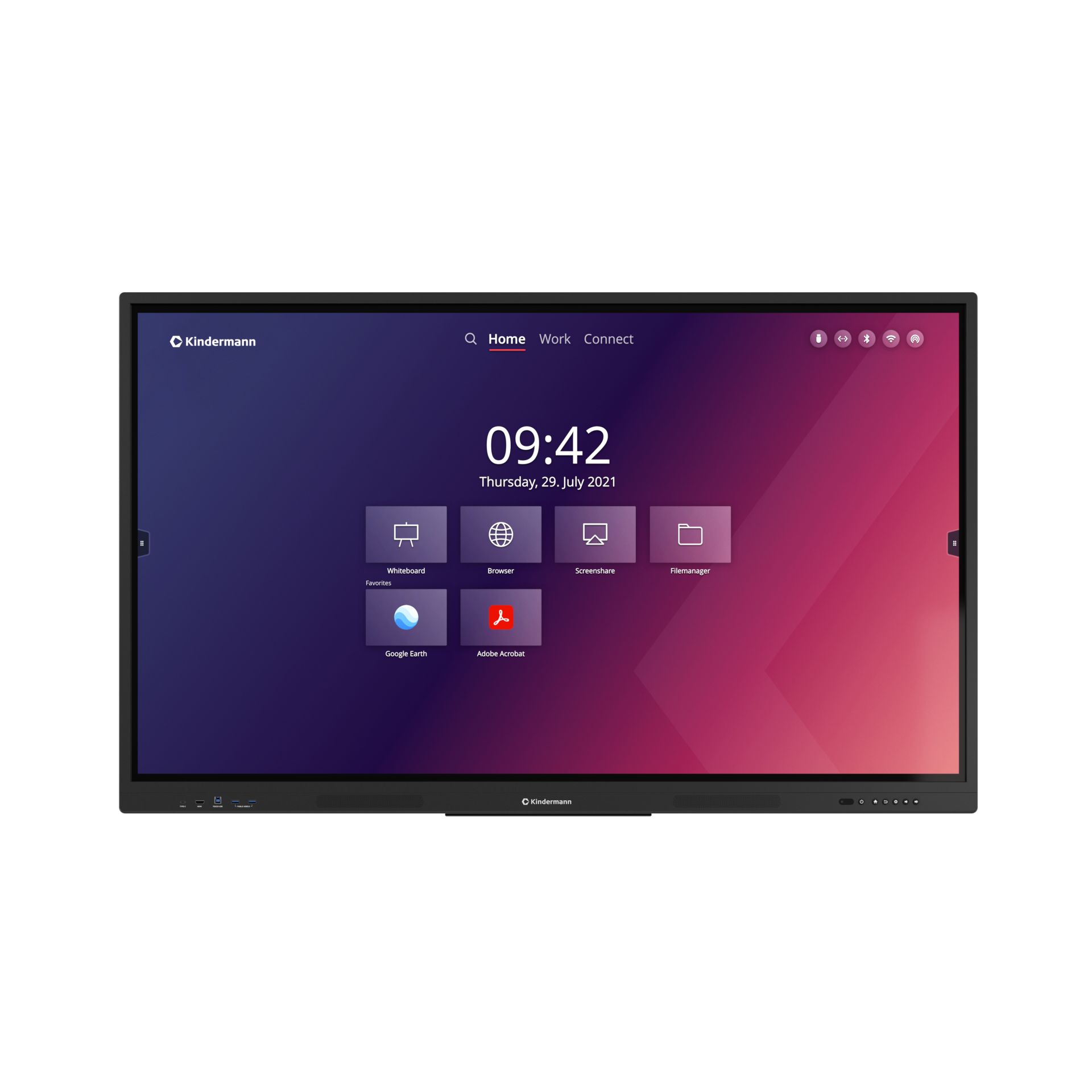 Kindermann TD-1165² Interaktiver Flachbildschirm 165,1 Cm (65") Wlan 350 Cd/m² 4k Ultra Hd Schwarz Touchscreen Eingebauter Prozessor Android 18/7 (65