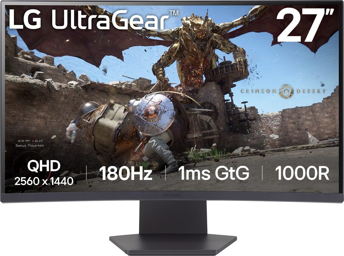 Lg Ultragear 27gs60qX-B 68.4 Cm (27 Zoll) - Schwarz, Wqhd, Va, Curved, Amd FreE-Sync, 180hz Panel (27gs60qX-B.aeuq)