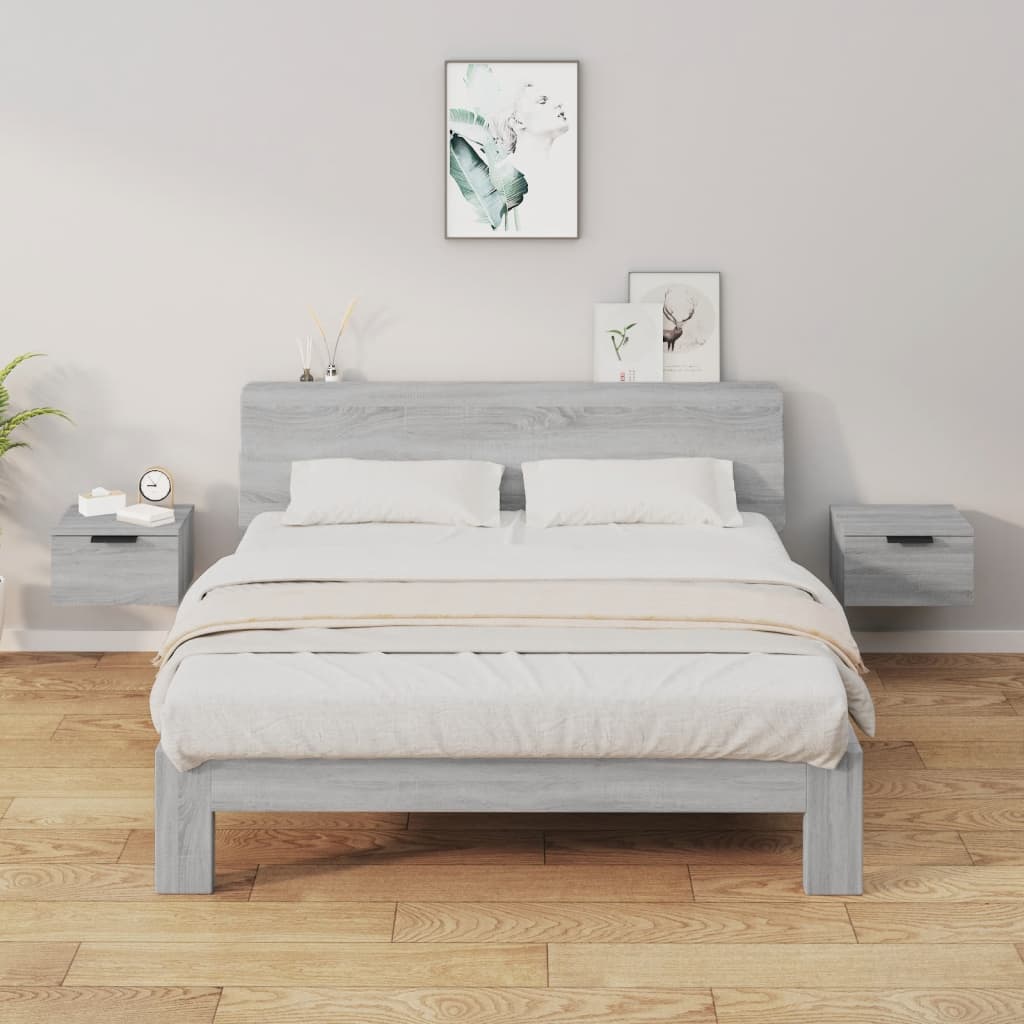 Comodini A Muro 2 Pz Grigio Sonoma 34x30x20 cm