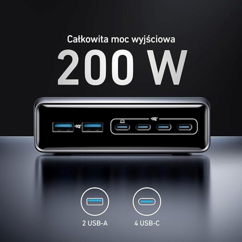 Anker Prime - Netzteil - Gan - 200 Watt - 5 A - 6 Ausgabeanschlussstellen (4 X UsB-C, 2 X Usb) (a2683341)