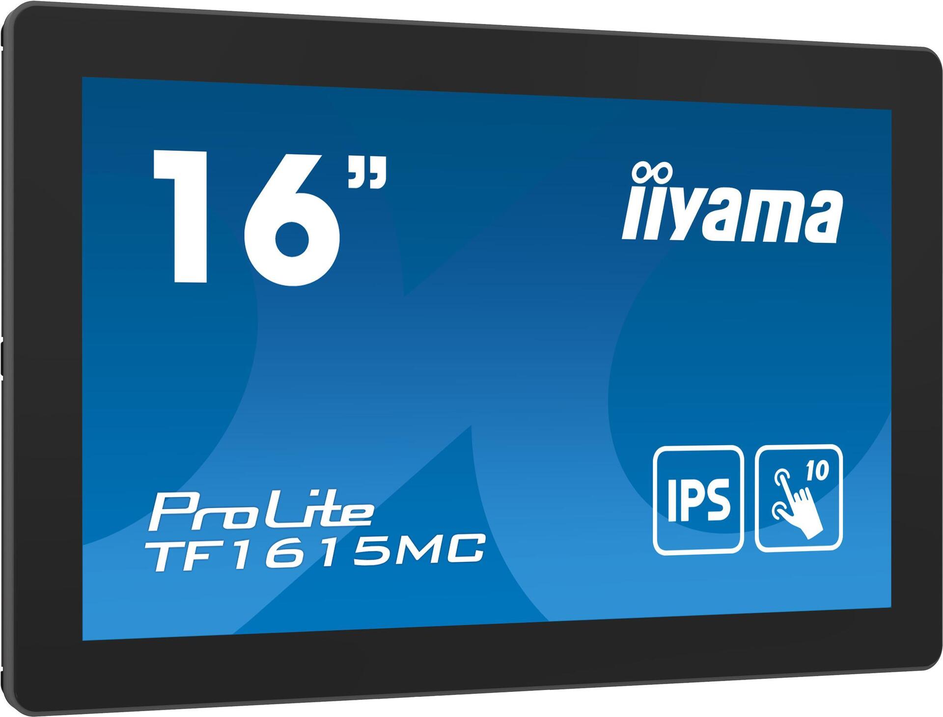 Iiyama Prolite Tf1615mC-B1, 39,6cm (15.6"), Projected Capacitive, 10 Tp, Full Hd, Kit (usb), Schwarz Touchmonitor (rahmenlos, OpeN-Frame, 16:9), Bild