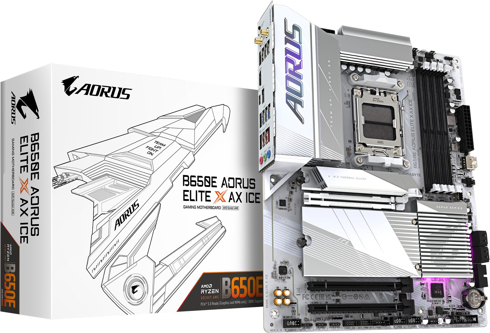 Gigabyte Aorus B650e Elite X Ax Ice - Motherboard - Atx - Socket Am5 - Amd B650 Chipsatz - UsB-C 3,2 Gen2, Usb 3,2 Gen 2, Usb 3,2 Gen 1, UsB-C 3,2 ge