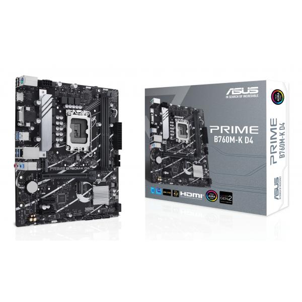 Asus Mb B760, Lga 1700,  Prime B760M-K D4, 90mb1ds0-M0eay0