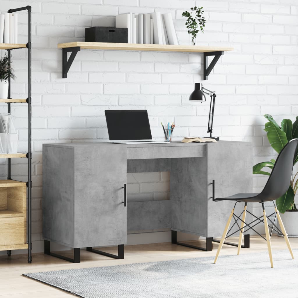 Scrivania Grigio Cemento 140x50x75 Cm In Legno Multistrato