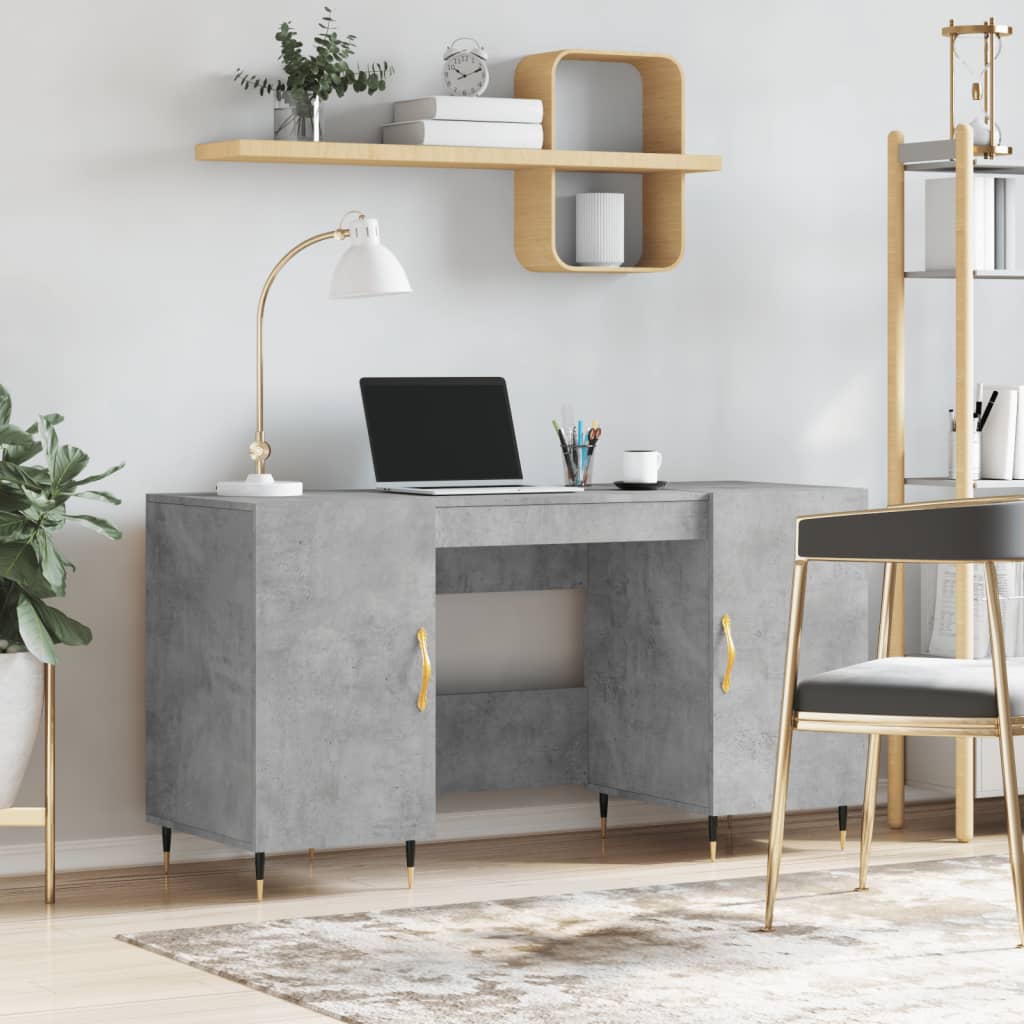 Scrivania Grigio Cemento 140x50x75 Cm In Legno Multistrato
