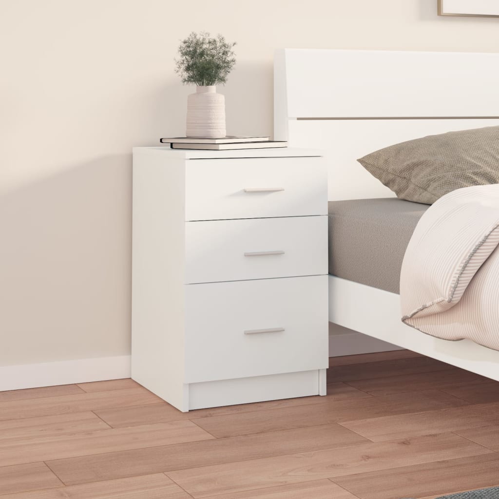 Comodino Bianco 40x40x63 Cm In Legno Multistrato