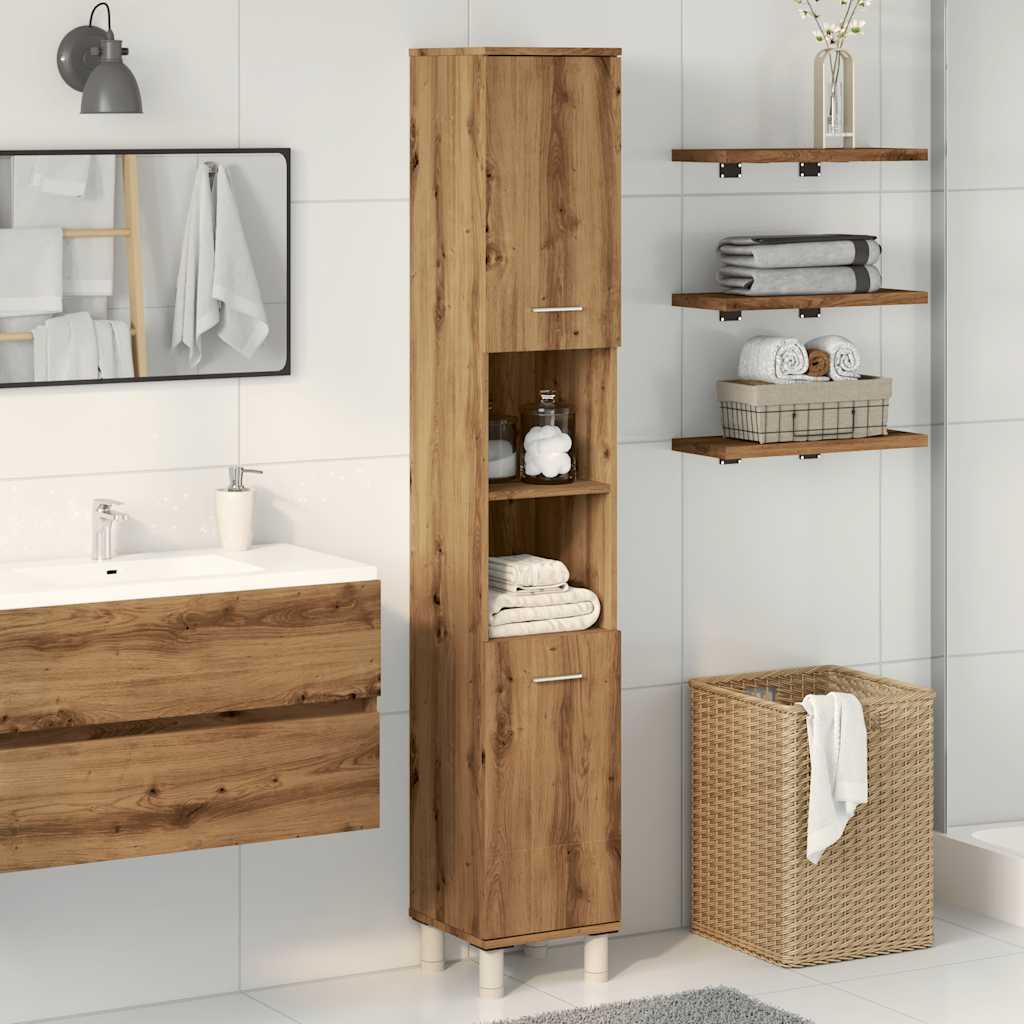 Mobiletto Da Bagno Rovere Artigianale Legno Multistrato - Image 3