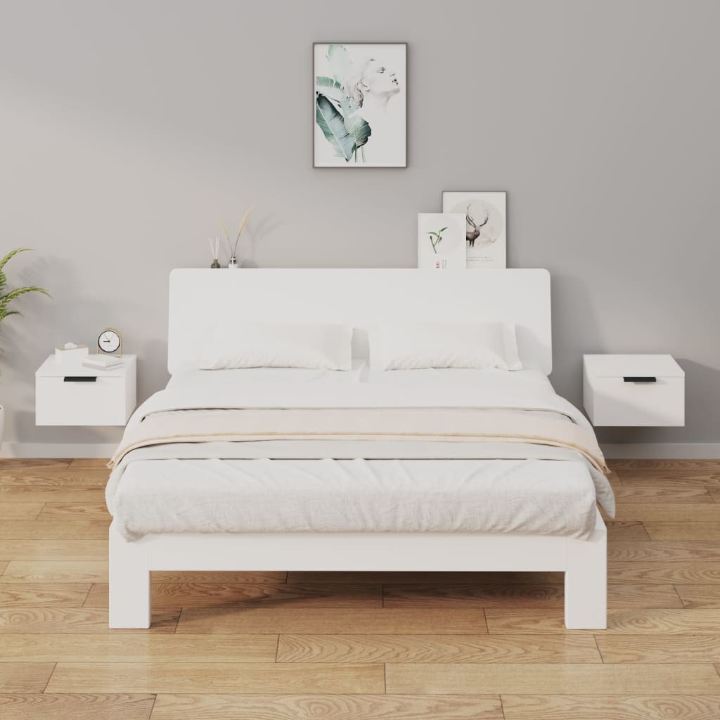 Comodini A Muro 2 Pz Bianchi 34x30x20 cm
