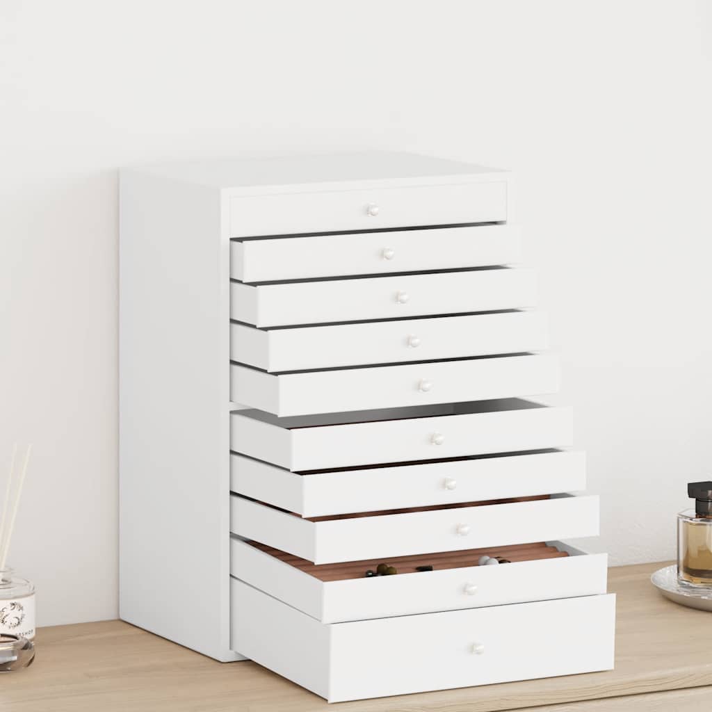 Portagioie A 10 Ripiani Con Porta Orologi Bianco 29x20,5x40,5 cm