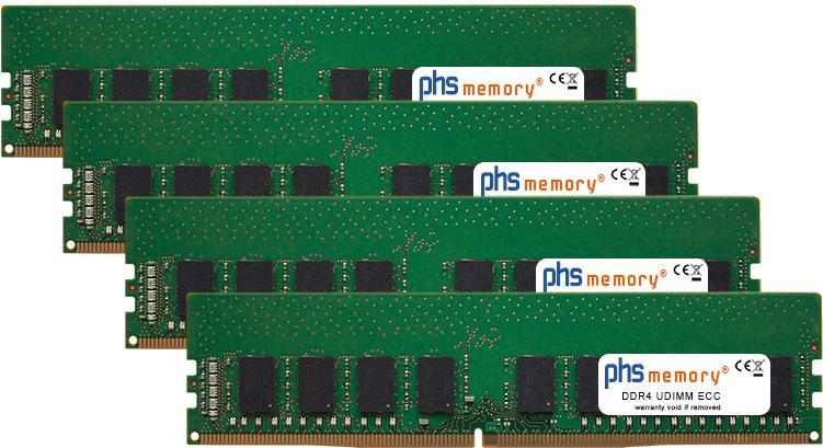 PhS-Memory 128gb (4x32gb) Kit Ram Speicher Passend Für Dell Precision 3430 Tower Ddr4 Udimm Ecc 2666mhz Pc4-2666V-E (sp402235)