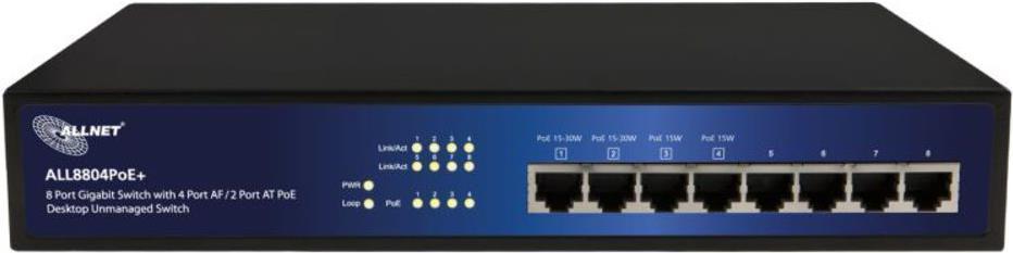 Allnet All8804poe+ - Ieee 802.1p - Ieee 802.3 - Ieee 802.3af - Ieee 802.3at - Ieee 802.3u - Ieee 802.3x - L2 - Gigabit Ethernet (10/100/1000) - Schwa