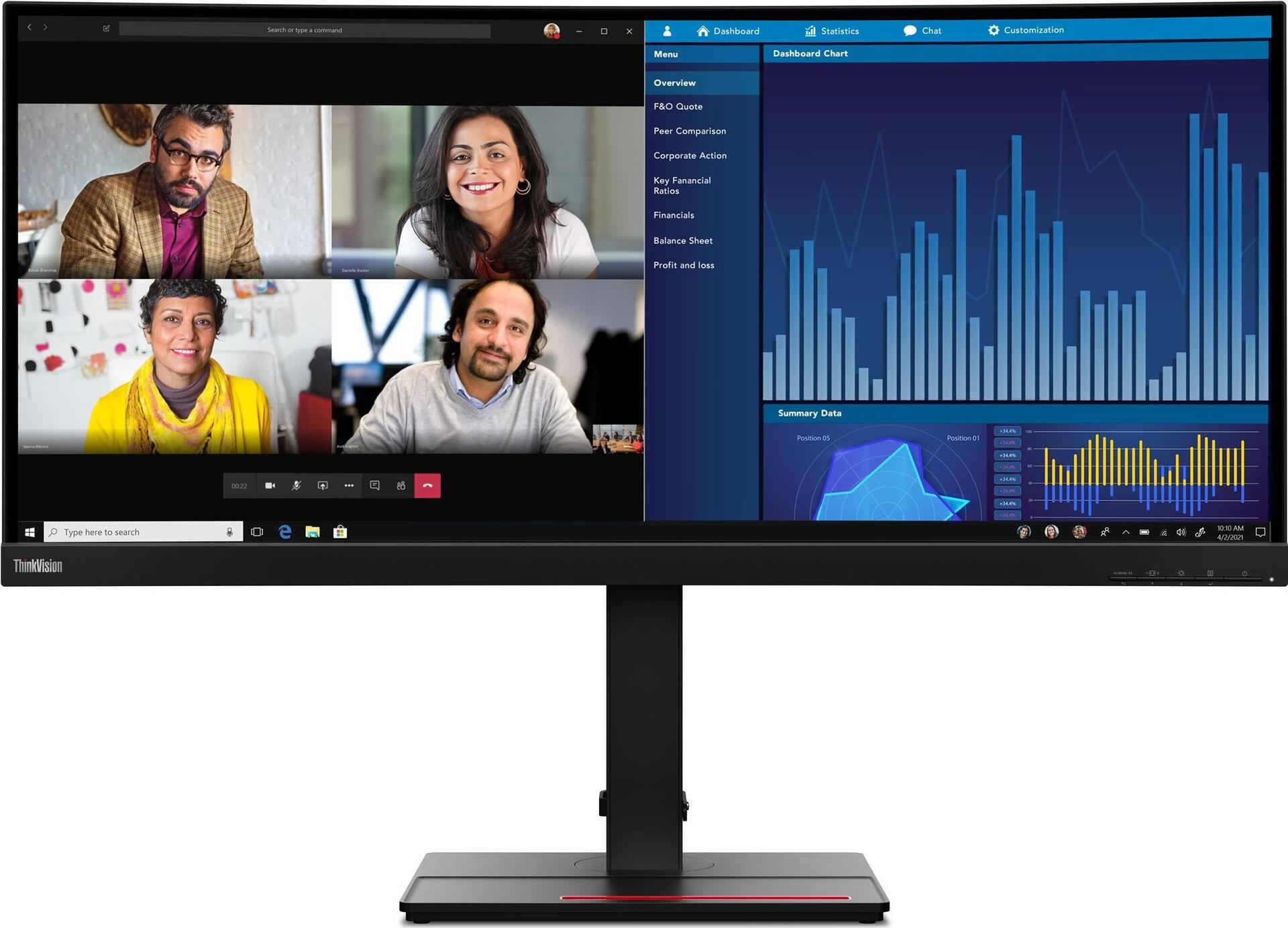 Lenovo Thinkvision P34W-20 - LeD-Monitor - Gebogen - 86.7 Cm (34.14") - 3440 X 1440 Uwqhd - Ips - 300 Cd/m² - 1000:1 - 4 Ms - 2xhdmi, 2xdisplayport,