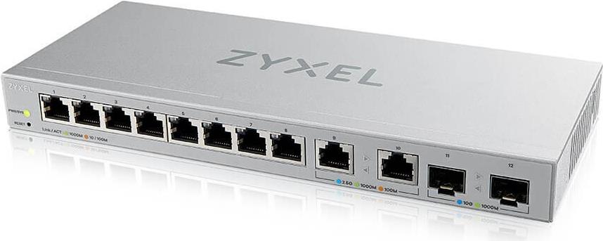 Zyxel Xgs1210-12 - V2 - Switch - Managed - 8 X 10/100/1000 + 2 X 100/1000/2,5g + 2 X 1 Gigabit/10 Gigabit Sfp+ (uplink) - Desktop, Wandmontierbar (xg