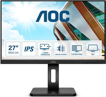 Aoc Q27p2q - LeD-Monitor - 68.6 Cm (27") - 2560 X 1440 1440p (quad Hd) - Ips - 300 Cd/m² - 1000:1 - 4 Ms - Hdmi, Vga, Displayport - Lautsprecher - sc