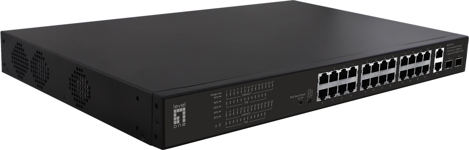 Levelone FgP-2831 NetzwerK-Switch Unmanaged Fast Ethernet (10/100) Power Over Ethernet (poe) 1u Schwarz (fgP-2831)