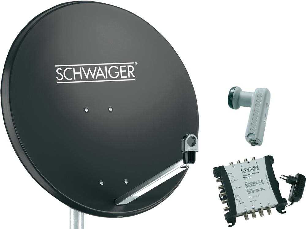 Schwaiger SaT-Anlage Ohne Receiver Anthrazit TeilnehmeR-Anzahl: 8 (spi9961set6)