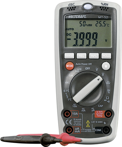 Voltcraft HanD-Multimeter Digital MT-52 UmwelT-Messfunktion Cat Iii 600 V Anzeige (counts): 4000 (mt52)