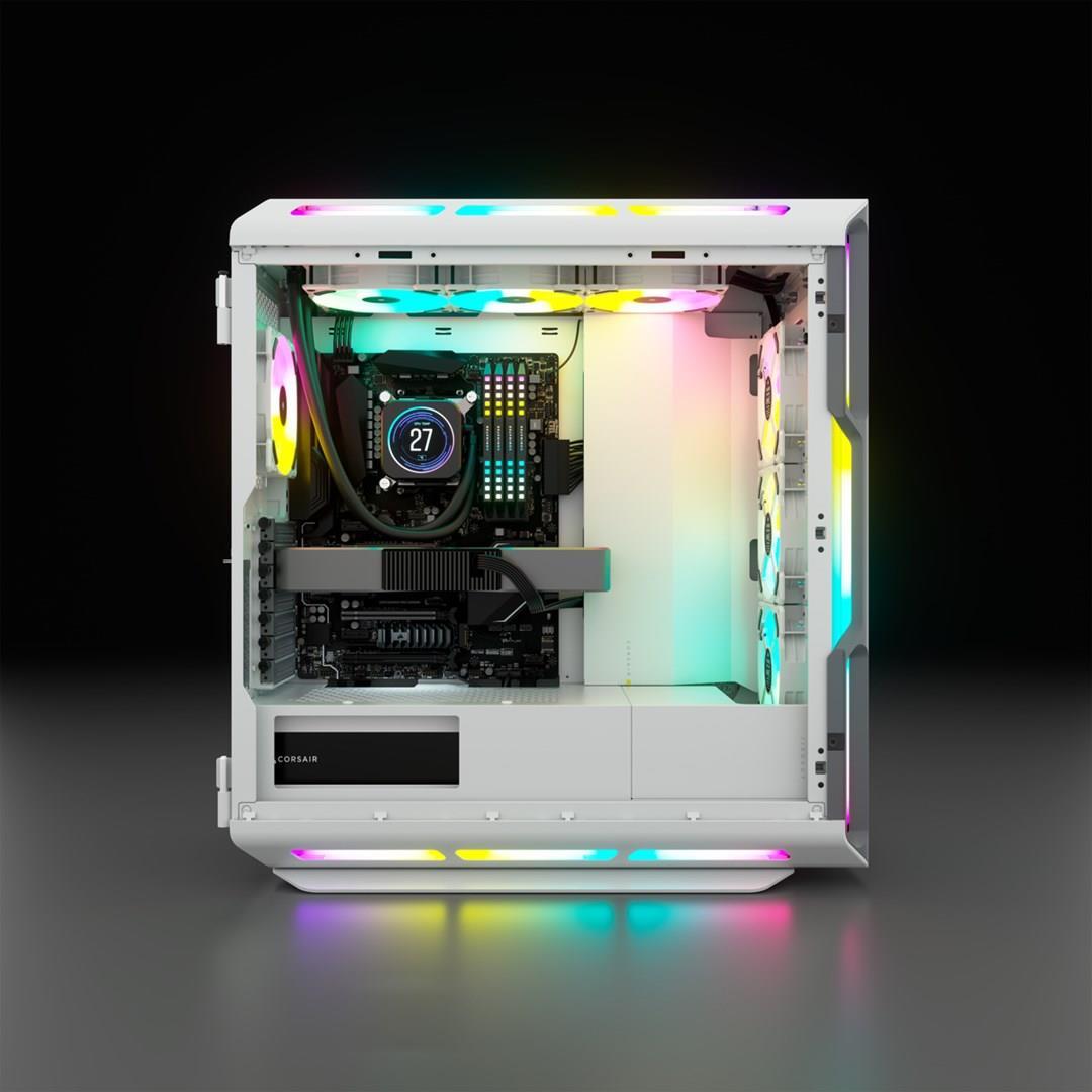 Corsair Icue 5000t Rgb - Mdt - Erweitertes Atx - Seitenteil Mit Fenster (gehärtetes Glas) - Keine Spannungsversorgung (atx) - Weiß - Usb/audio (cC-90