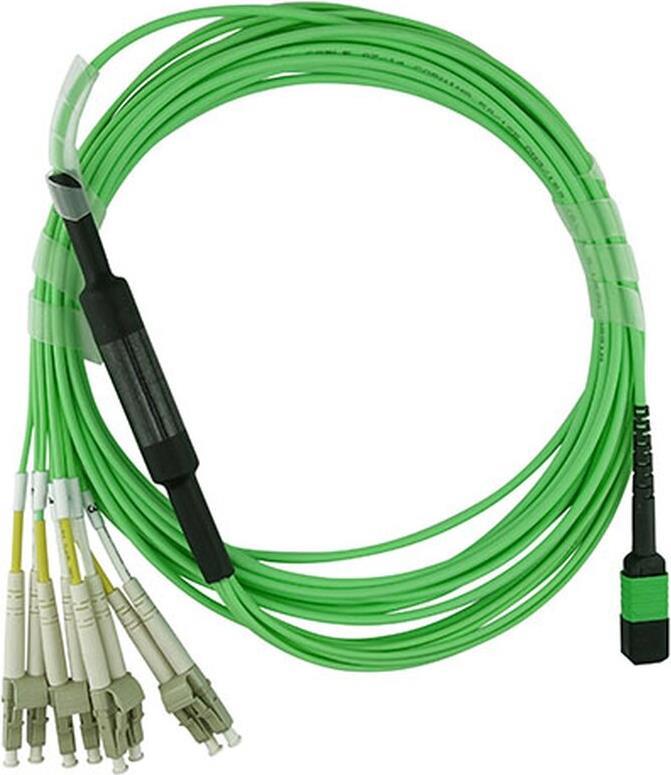 Blueoptics Lwl Breakout Kabel, Mpo/upc, 4xduplex Lc/upc, 10 Meter, Multimode G50/125µm, Om5, Markenfaser, 3.0mm Lszh Limettengrün, 8 Kerne (belegung