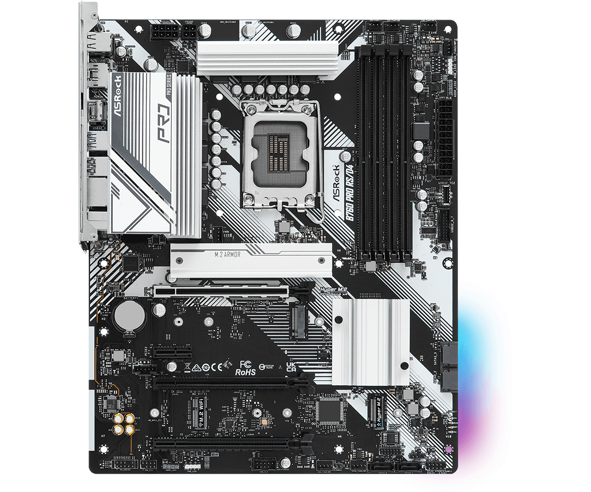 Asrock B760 Pro Rs/d4 - Motherboard - Atx - Lga1700-Sockel - B760 Chipsatz - Usb 3,2 Gen 1, UsB-C 3,2 Gen2, UsB-C 3,2 Gen 1 - 2,5 Gigabit Lan - Onboa