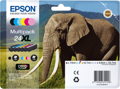 Epson 24xl Multipack - 6eR-Pack - Schwarz, Gelb, Cyan, Magenta, Hell Magenta, Hell Cyan - Original - Blisterverpackung - Tintenpatrone - Für Expressi