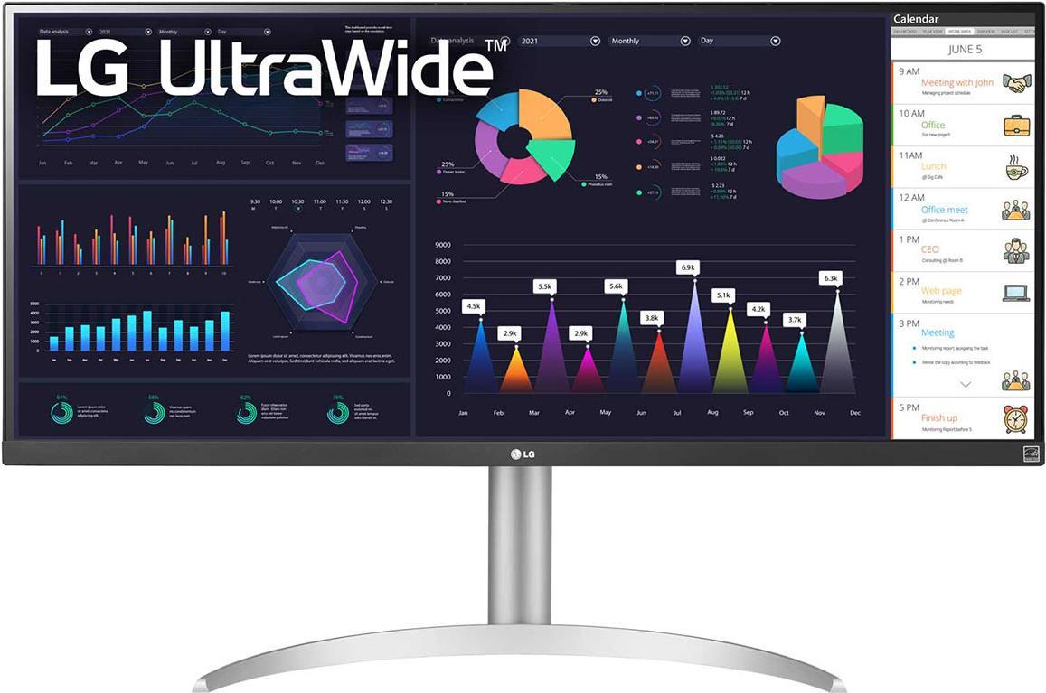 Lg 34wq650-W Computerbildschirm 86,4 Cm (34" ) 2560 X 1080 Pixel 4k Ultra Hd Lcd Schwarz - Silber (34wq650-w)