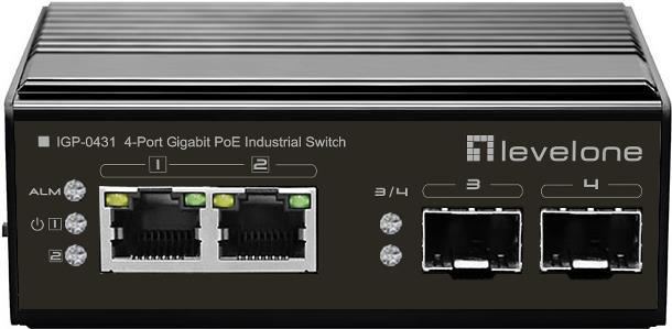 Levelone IgP-0431 - Switch - Unmanaged - 2 X 10/100/1000 (poe) + 2 X Gigabit Sfp - An DiN-Schiene Montierbar - Poe - Dc Power