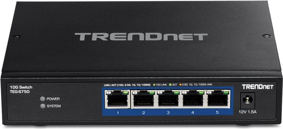 Trendnet TeG-S750 - Switch - Unmanaged - 5 X 10gbasE-T - Desktop, Wandmontierbar