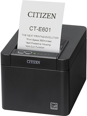 Citizen CT-E601, 8 Punkte/mm (203dpi), Cutter, Usb, UsB-Host, Bt, Schwarz Bondrucker, Thermodirekt, 8 Punkte/mm (203 Dpi), Medienbreite (max): 80 Mm,