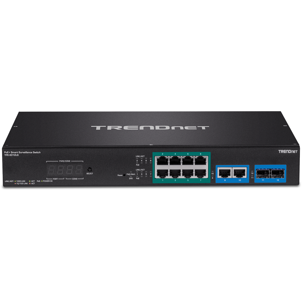 Trendnet Tpe 3012ls - Switch - Smart - 8 X 10/100/1000 (poe+) + 2 X KombI-GigabiT-Sfp - An Rack Montierbar - Poe+ (110 w)