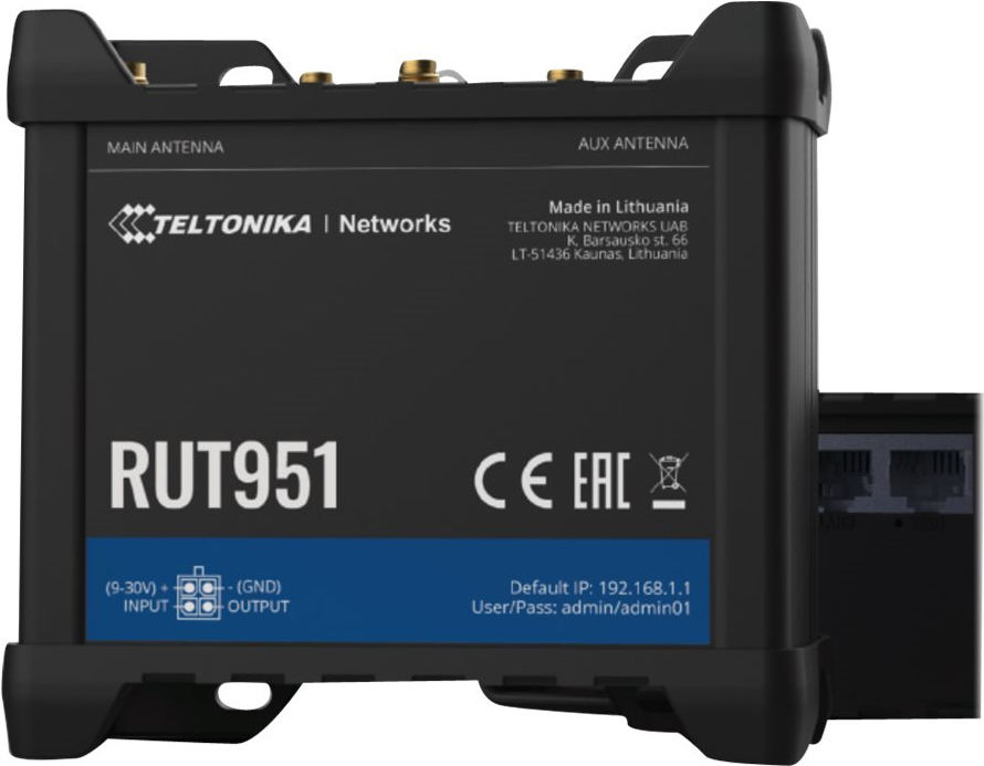 Teltonika Industrieller Kompakter 4g/lte Dual Sim Router, Mit Ethernet & I/o Lte / 3g Router (rut951000000)