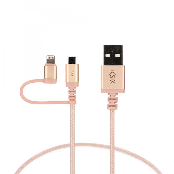 Cavo da USB a Micro USB e Lightning KSIX Colore:Dorato