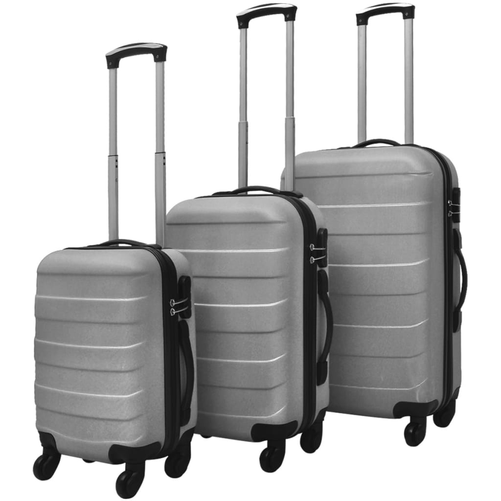 vidaXL Jeu de valises rigides 3 pièces Argenté 45,5/55/66 cm