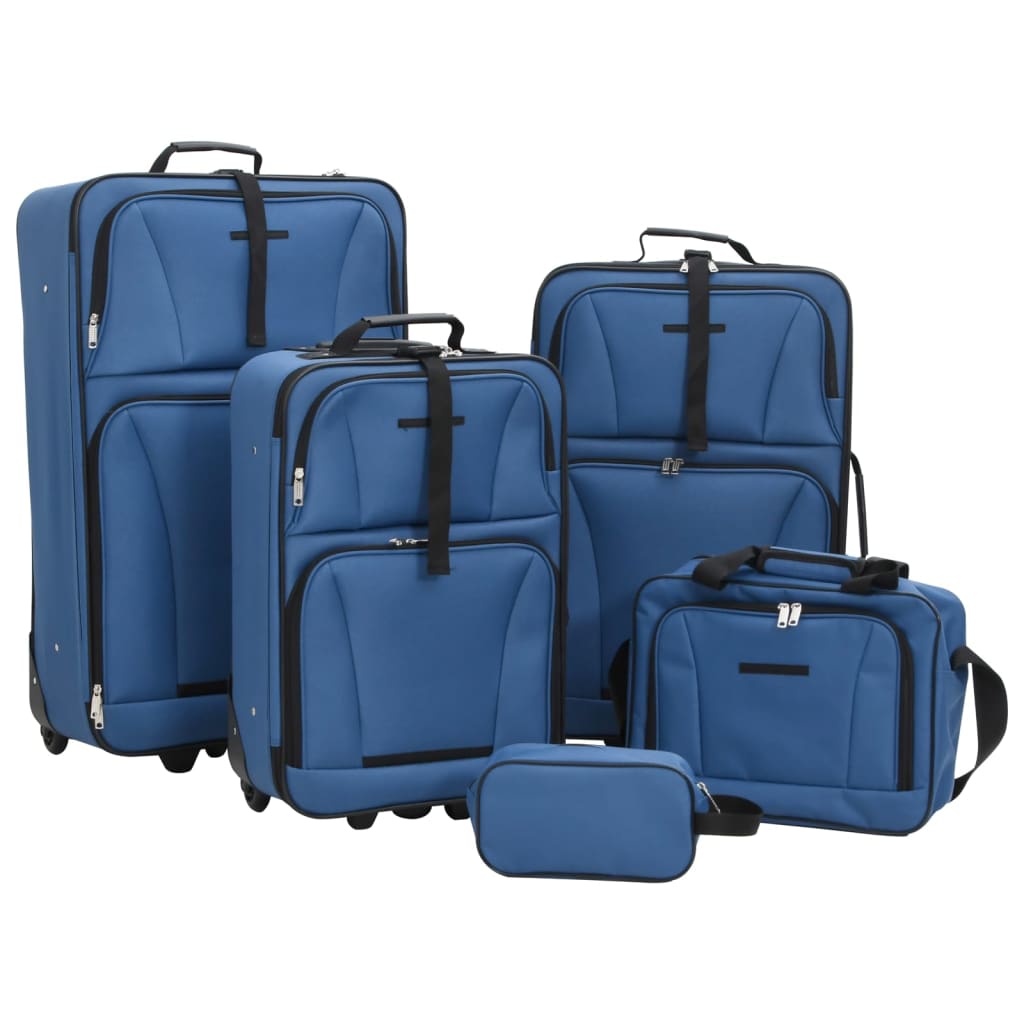 vidaXL Ensemble de bagages de voyage bleu tissu