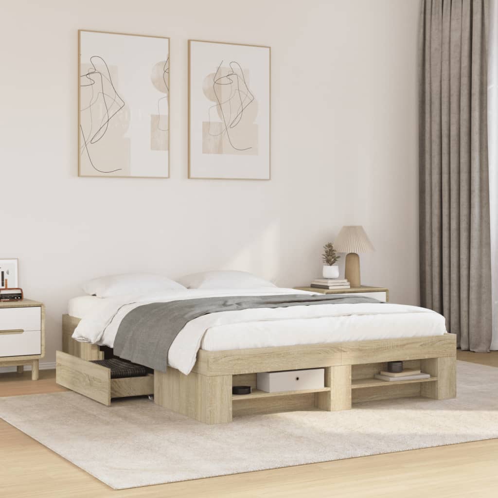 vidaXL Cadre de lit sans matelas chêne sonoma 120x190 cm