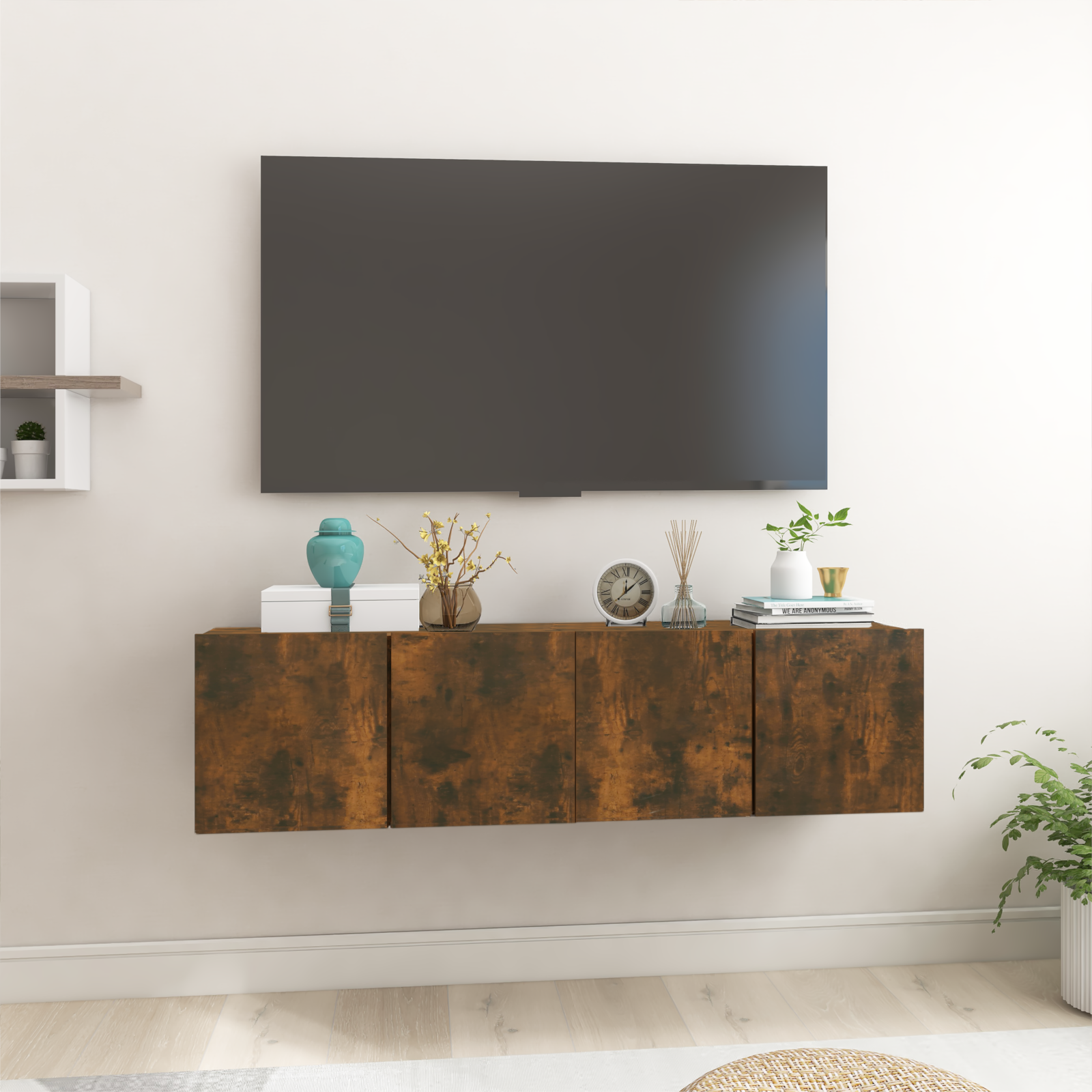 vidaXL Ensemble de meubles TV suspendu 2 Pièces Chêne Fumé 60x30x30 cm