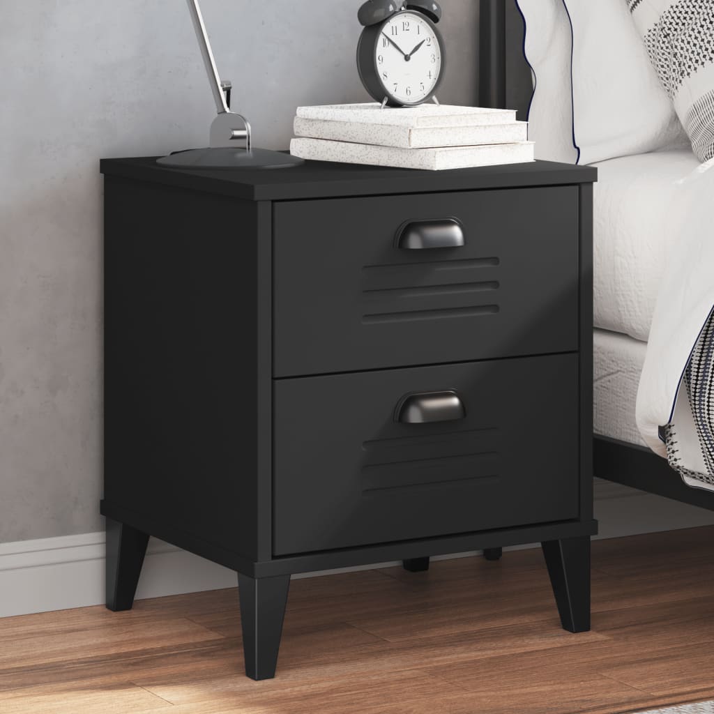 vidaXL Table de chevet VIKEN noir bois d'ingénierie