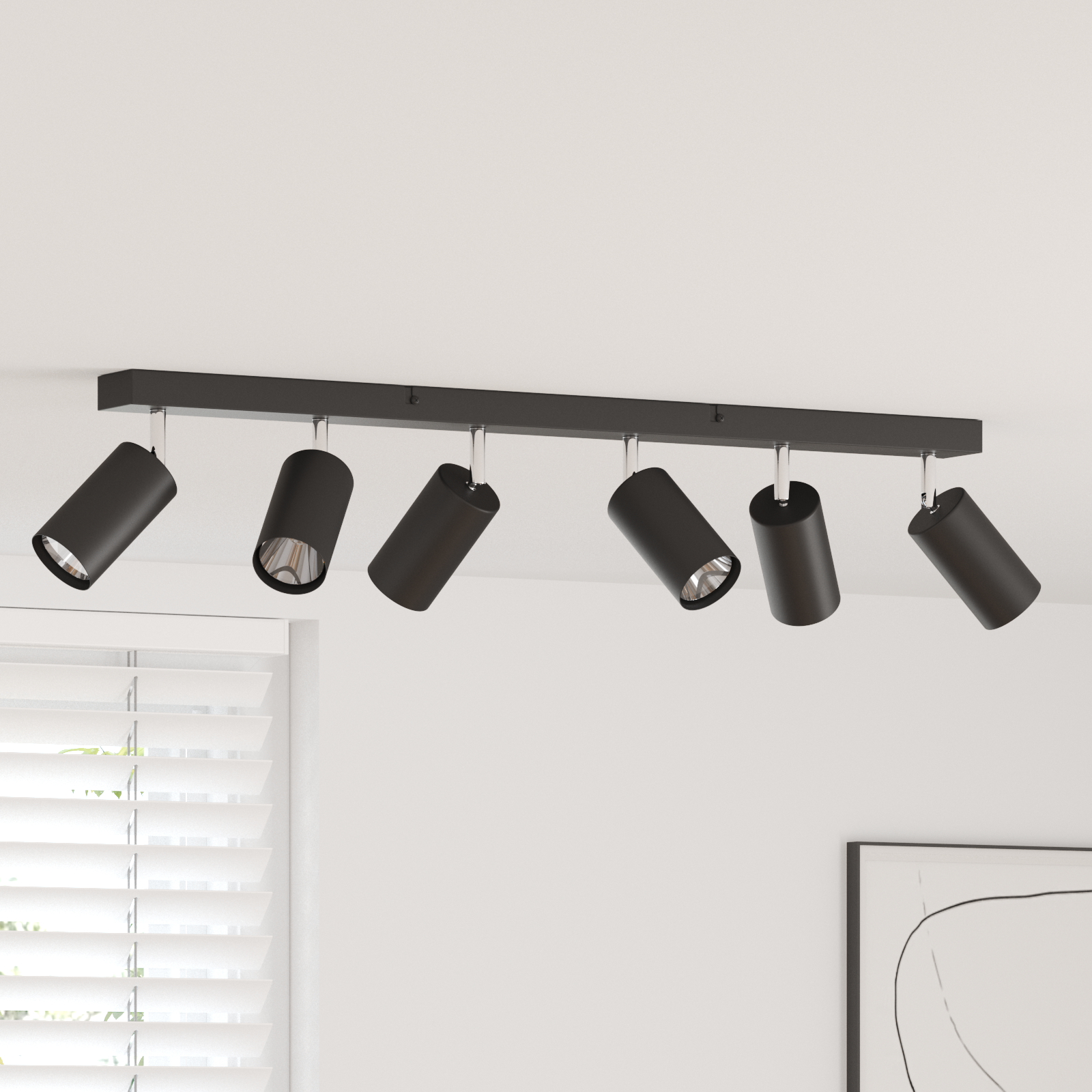 vidaXL Projecteur plafond ajustable 6 voies noir GU10